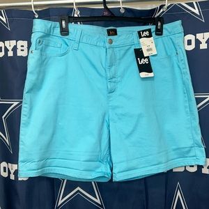 Lee brand turquoise denim mid rise shorts